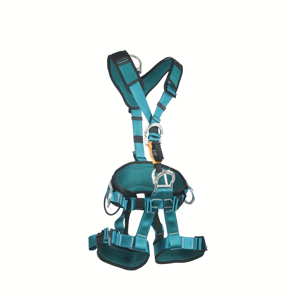 1pc, one-piece safety belt, suitable for waist circumference 70-120cm and leg circumference 53-80cm, aluminum alloy lock ring, polyester material with body, high-altitude work safety belt, outdoor five-point full-body safety belt, speed descent insurance belt, mountaineering equipment set