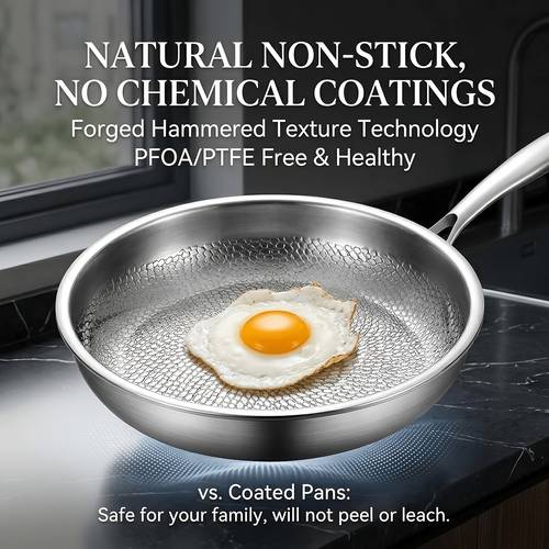 2026 new premium titanium frying pan with lid durable scratch pure titanium ptfe free nonstick cookware scratch resistant for induction gas oven dishwasher safe