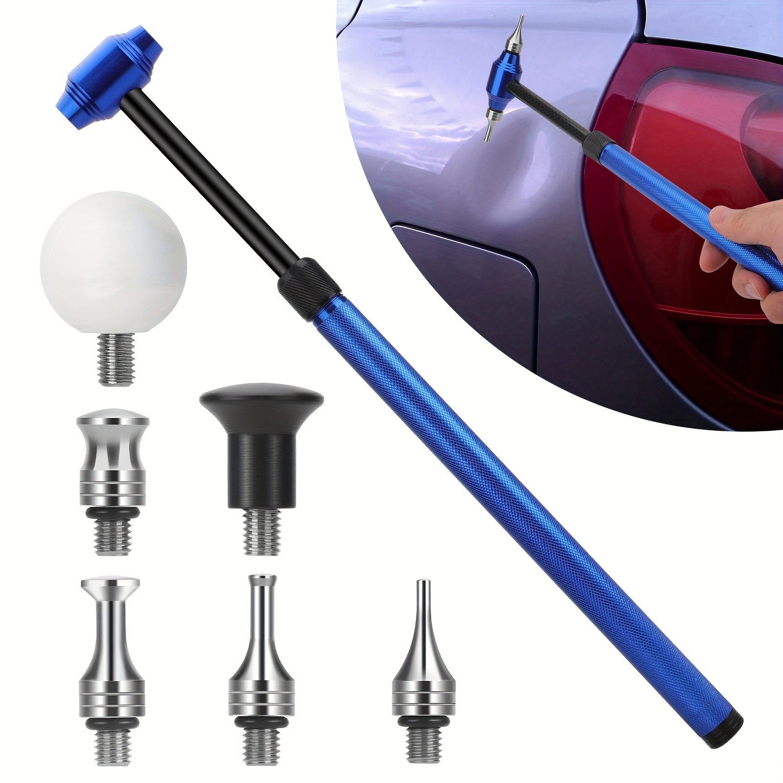 TEMU Car Dent Repair Hammer, Multi-headed Insulation Material Hammer For Car Dent Removal, Uncharged Handheld Dent Puller Kit