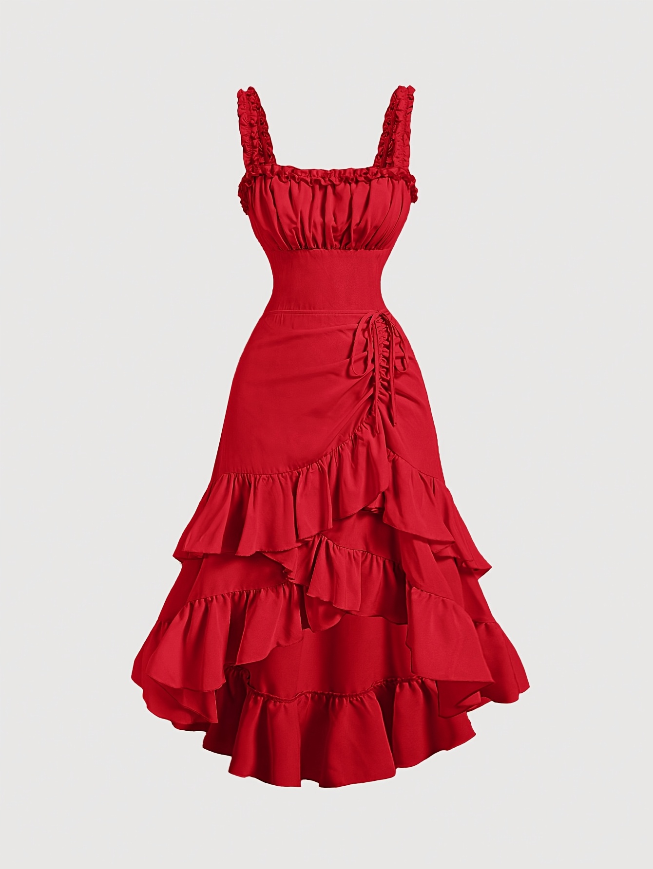fitted lace wedding dress Women Red Spanish Pirate Dress Costume Set