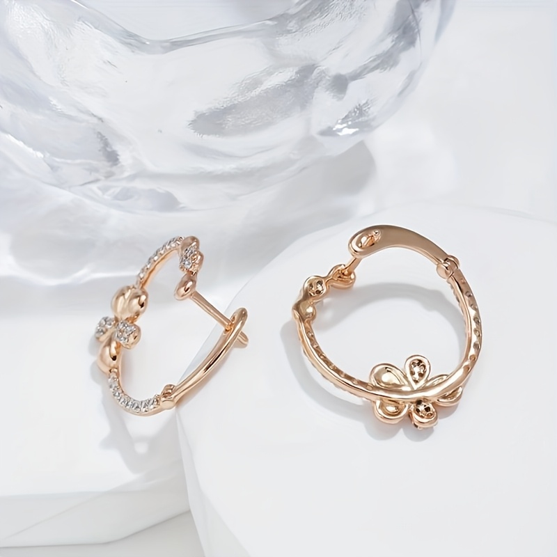 Women's Elegant Floral Hoop Earrings for Weddings and Parties
