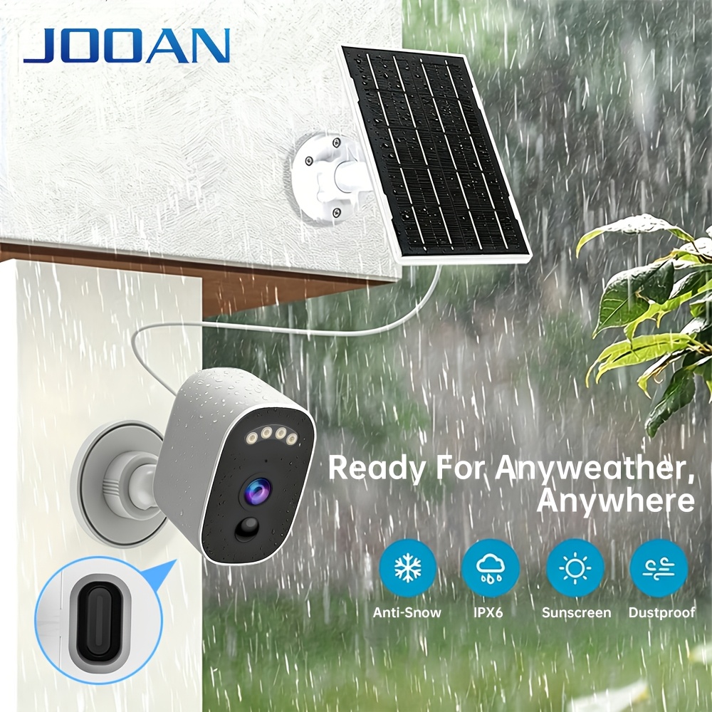 Image of Solar Security Camera, 1080p 5200mah Low-power, & Ir Night Vision, Ai Pir Detection, 2-way Audio, Spotlight, Sound & Light Alarm, Ipx6, 256g Sd&cloud Storage, Jooan For Outdoor Yard