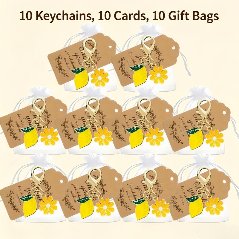 TEMU Regalo para Ella/Él, Set de 30 llaveros de limón y margarita para de baby shower, bolsa de regalo con llaveros, llavero con colgante de flor con