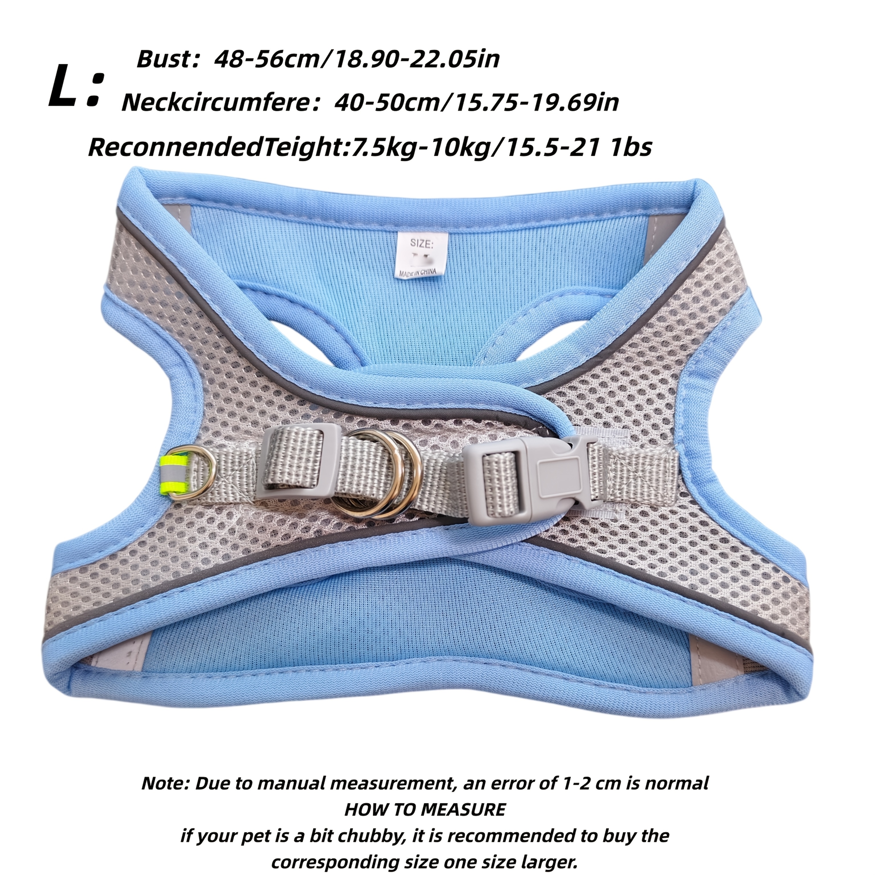TEMU Pet Harness, Breathable Mesh, Reflective, Soft And Lightweight Pet Vest, Suitable For Small Pets, No Leash Included