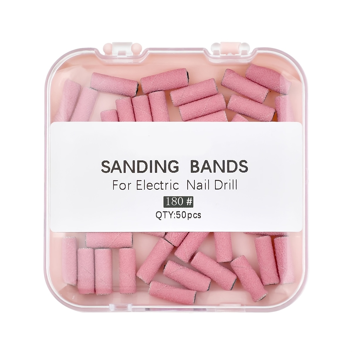 Set Of 50 Pink 3mm Sanding Bands With A Bit, Featuring 180# Fine Grit Small Nail Files, Ideal For Acrylic Nails And Gel
