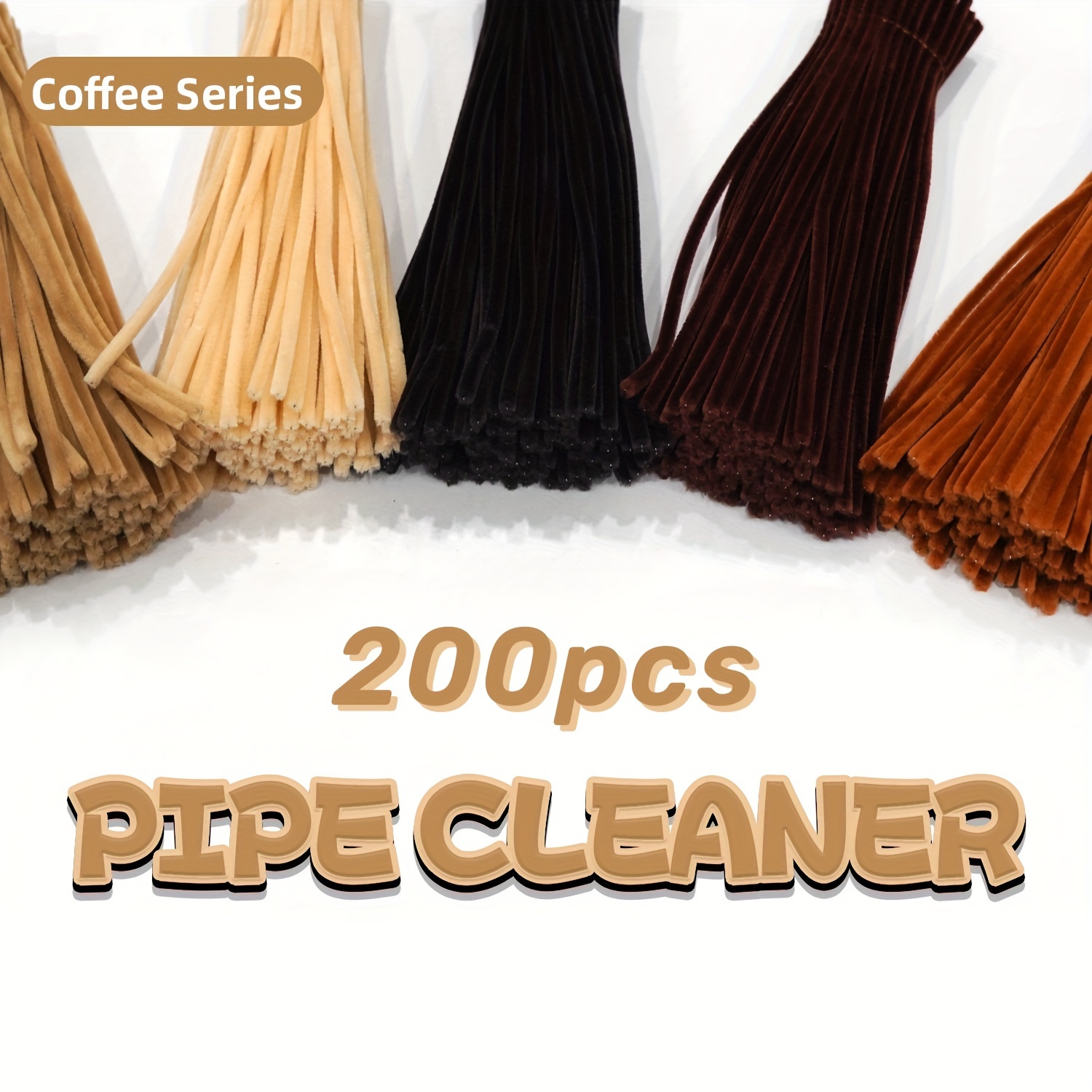 

200 Pcs Brown Series Pipe Cleaners: High-quality, Super-dense, Fluffy, Velvet Rods For Diy Art & Craft Projects - Suitable For Festive Decorations