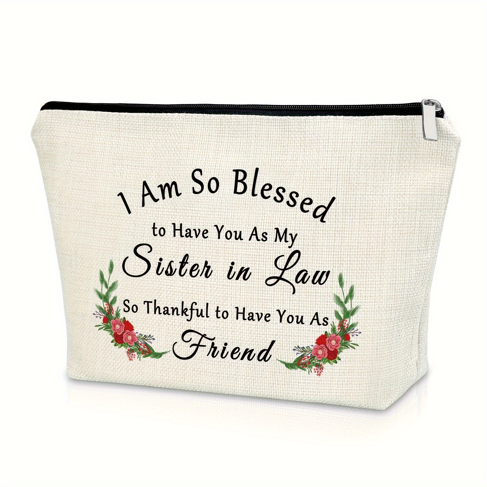 

Funny Sister In Law Makeup Bag: 9" X 7" X 1.97", Linen Material, Suitable For 14 And Up