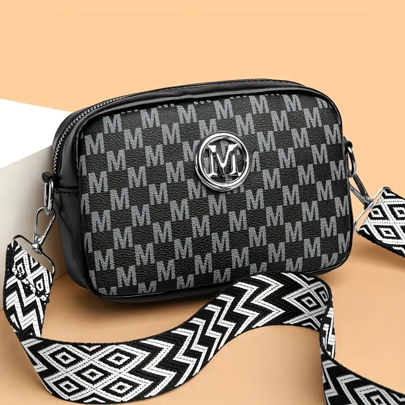 perfect lily mini crossbody bag black white check pattern adjustable strap zip closure lightweight multi use shoulder tote bag for everyday pattern bag zippered closure small purse details 1