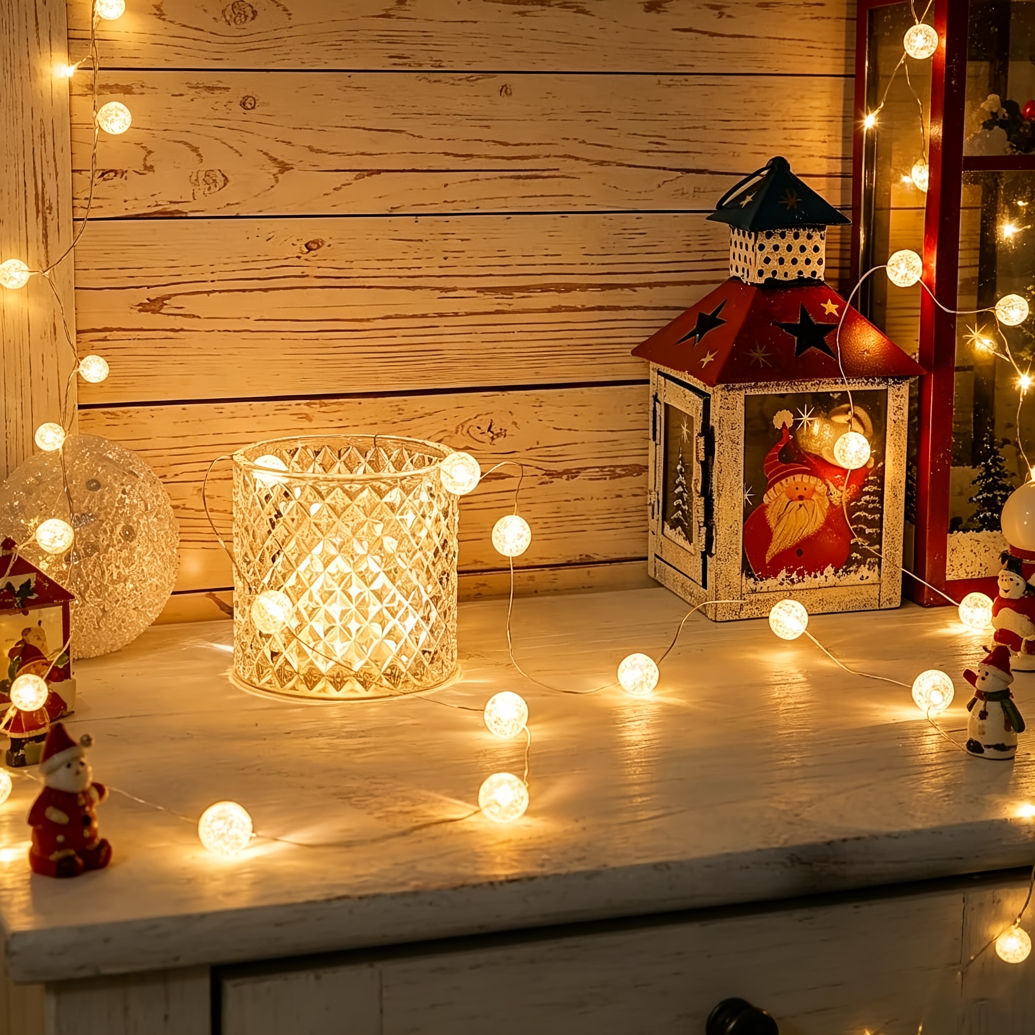 TEMU 1pc 6.56 Ft 20 Leds Crackle Crystal String Lights, Warm White Fairy Lights, Indoor Decorative Christmas Lights, Ideal For Bedroom, Wedding,