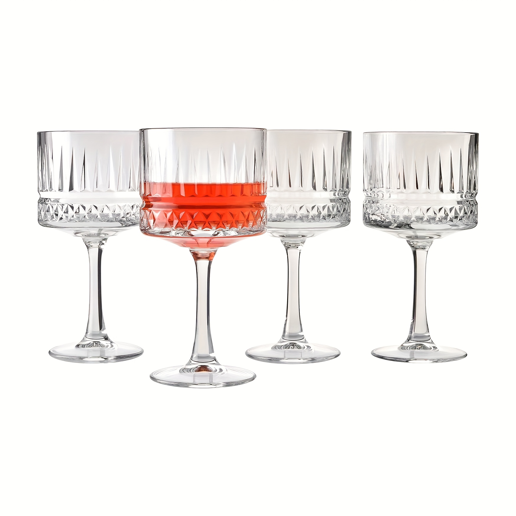 Image of Local Warehouse, 4pcs High-end Vintage Oversized Glasses, 16.9oz/500ml Wine Glasses, Unique Golden Wine, Margarita, Wine, , Glasses, Long Stem Glasses