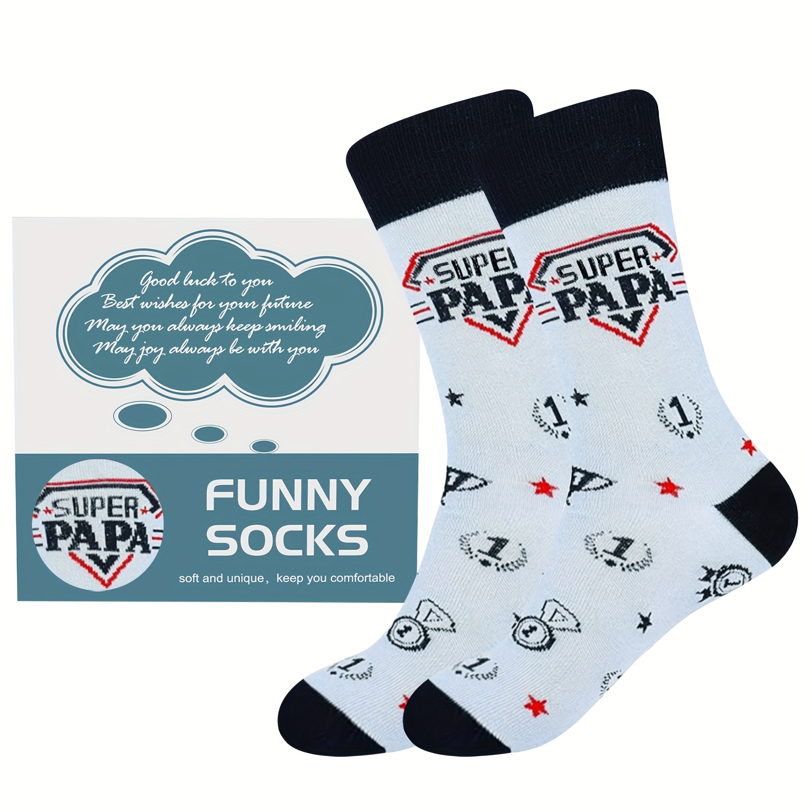 TEMU 1 Par de Ideas de Regalo para para Papá Hija Regalo para Papá Ideas de Regalo para Papá Calcetines para Papá Súper Regalo de Navidad para Papá