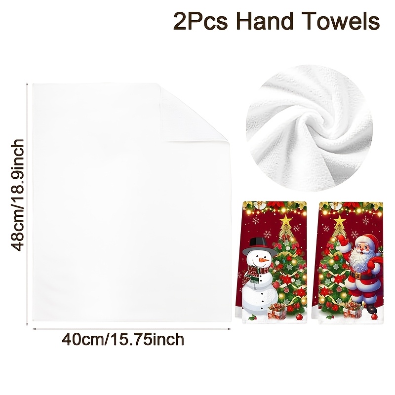 TEMU 2pcs Christmas Kitchen Towels, 40 X 48cm Santa Claus Snowman Xmas Tree Dish Towel, Ultra Soft Absorbent Cleaning Cloth, Dish Cloths For Holiday