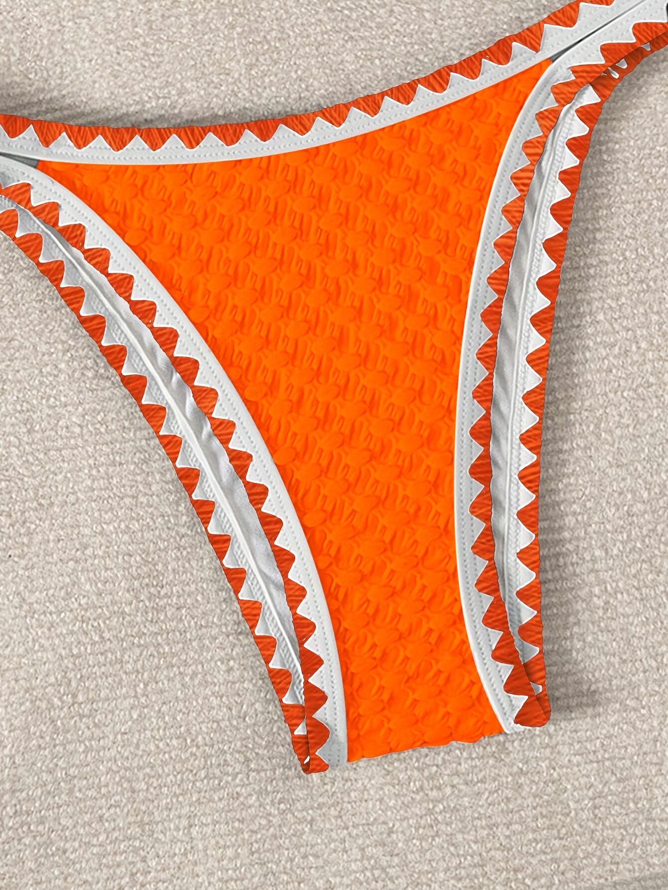 Contrast Trim Whip Stitching Textured Fabric 2 Piece Set Bikini Swimsuits, Women's Swimwear & Clothing