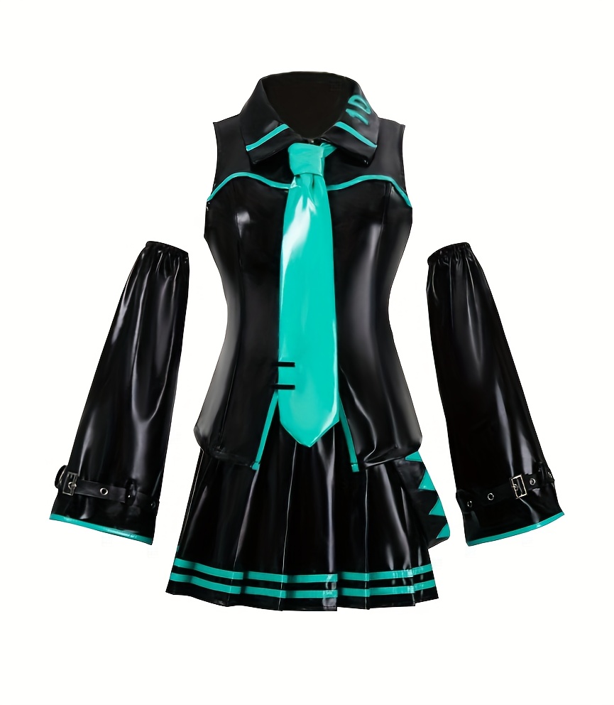 Miku Cosplay blue and black patent fabric 13 piece suit to future uniform suit virtual singer girl party diffuse display anime character Halloween play costume