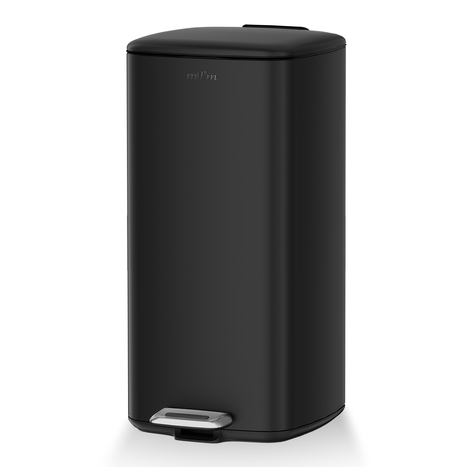 TEMU Poubelle de cuisine MVm 8 gal, poubelle haute noire à pédale avec couvercle, corbeille à papier carrée et lisse et (Noir)