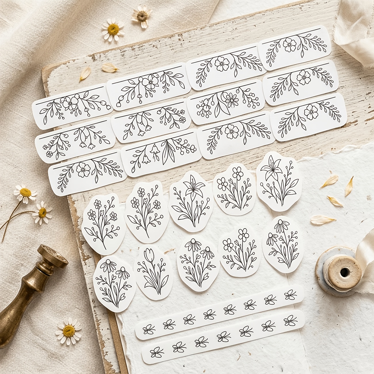 TEMU 24pcs Washable Water-soluble Embroidery Sticker Set - Floral Pattern, Suitable For Clothing, Jeans, Bags, And Hats. Durable Patches Made Of