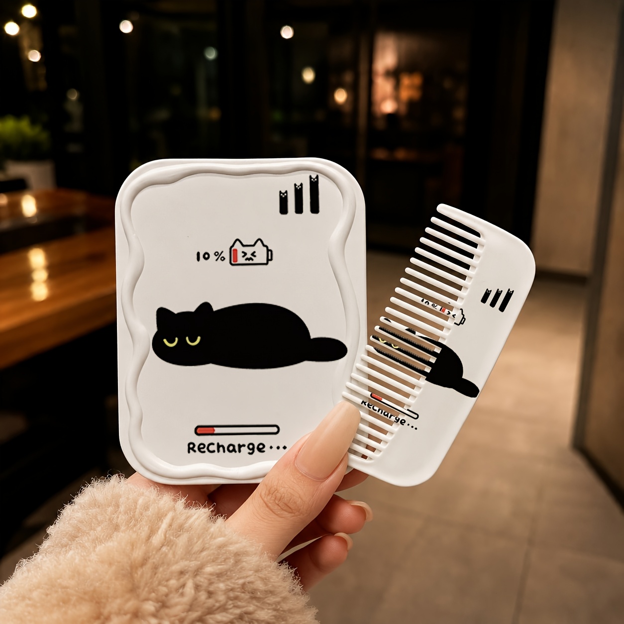 Cat Folding Makeup Mirror, Portable Mini Handheld Design