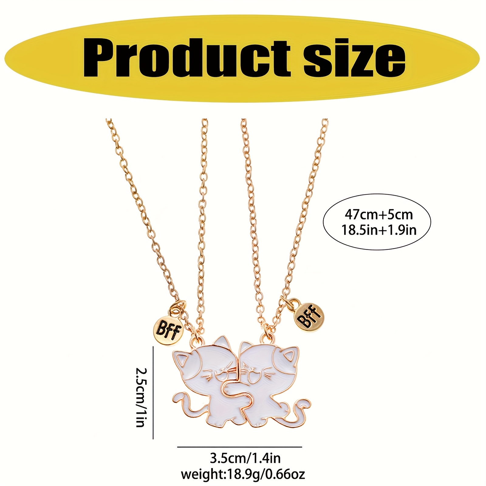 2pcs Cat Friendship Necklace with Pendant Set