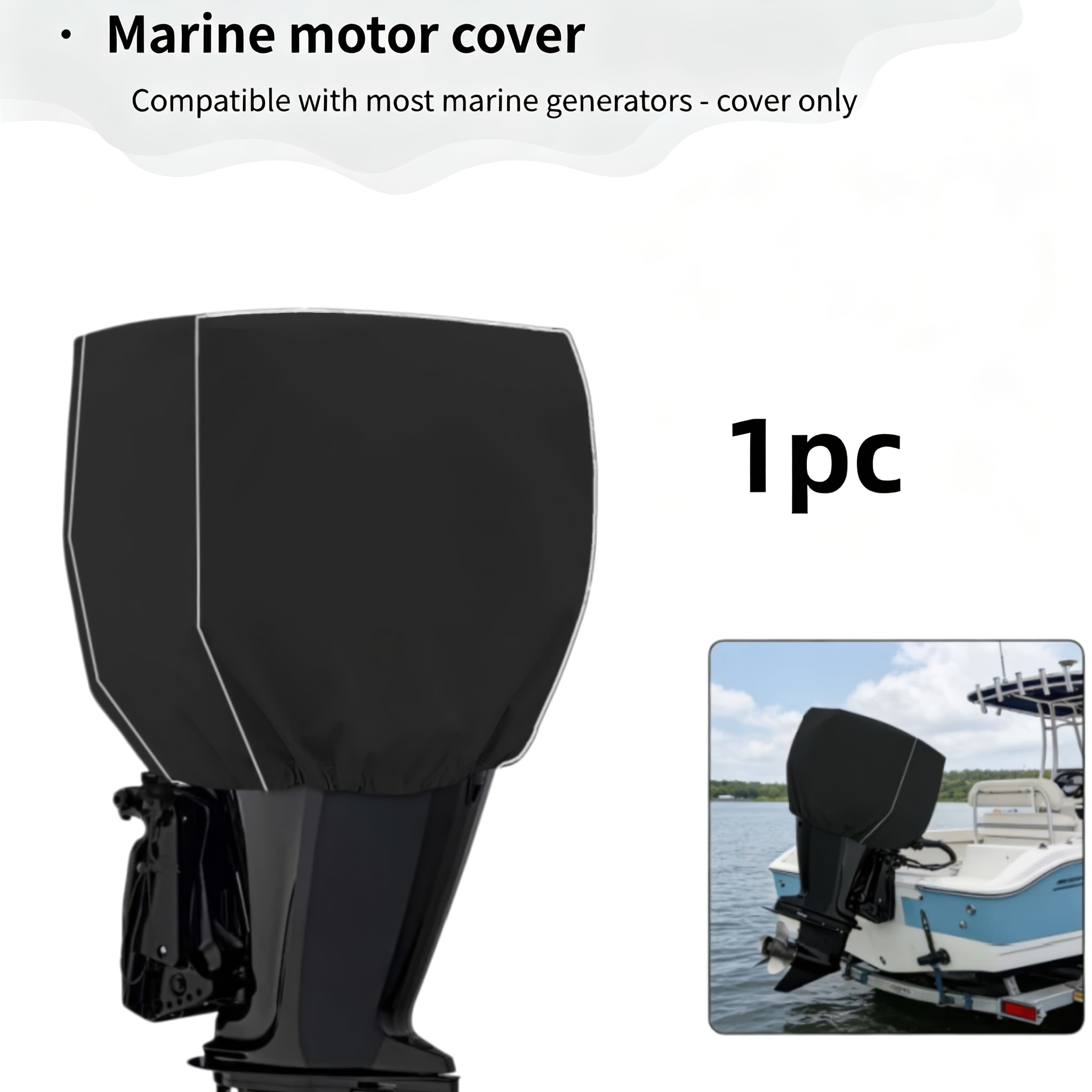 Marine Engine Covers with Silver Piping Trim, Reusable