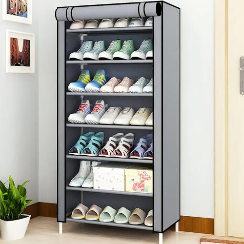 item picture a multi functional shoe rack with dust cover easy to assemble and portable storage suitable for 27 35 pairs of sneakers high heels and boots for entryway large capacity home and storage
