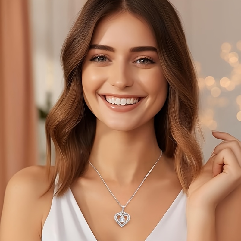 925 Sterling Silver Moissanite Heart-Shaped Necklace