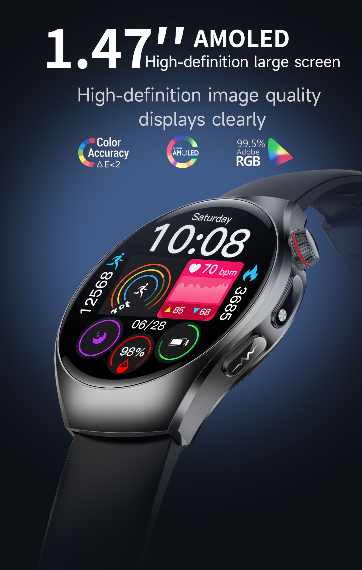 2026     watch 1 43 inch high definition full   supports wireless calls voice   one click sos for help 100 sports   remote monitoring fitness tracking suitable for   phones and for iphone Product details 3