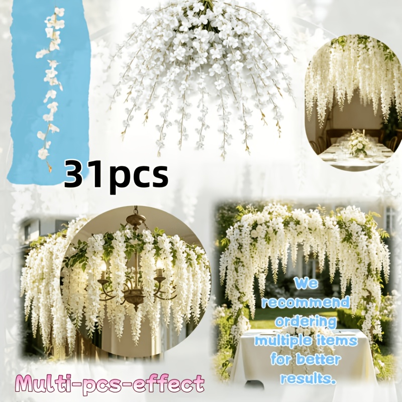 TEMU 31pcs Wisteria Hanging Set, Meticulously To Form Of Flower Clusters With Fresh, Vibrant Vitality. Made From High-quality, Durable Plastic