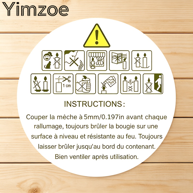 TEMU Yimzoe Autocollants Ronds - Design d' de sécurité pour , parfait pour l'étiquetage de pots à bougies, d'artisanat , les étiquettes