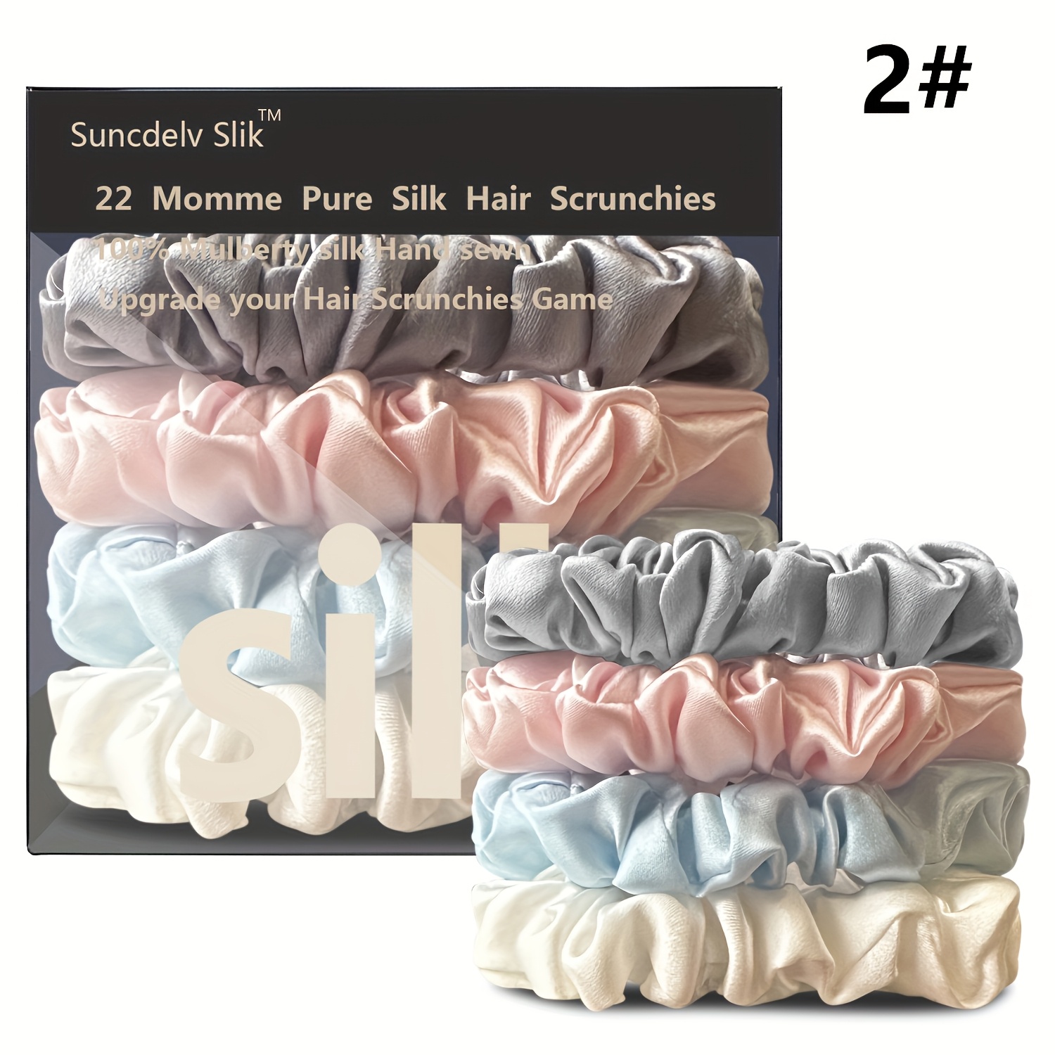 TEMU Set Of 4 Handmade Hair Scrunchies Made From Silk, Designed For Women And. Hair Ties Solid Colors And Have A Width Of 2 Cm