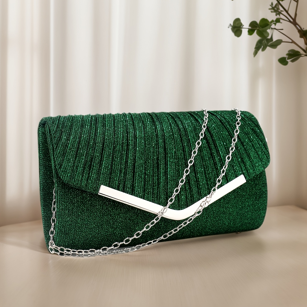 Pochette Glitterata Con Paillettes E Catena - Borsa Da Sera Per Donna