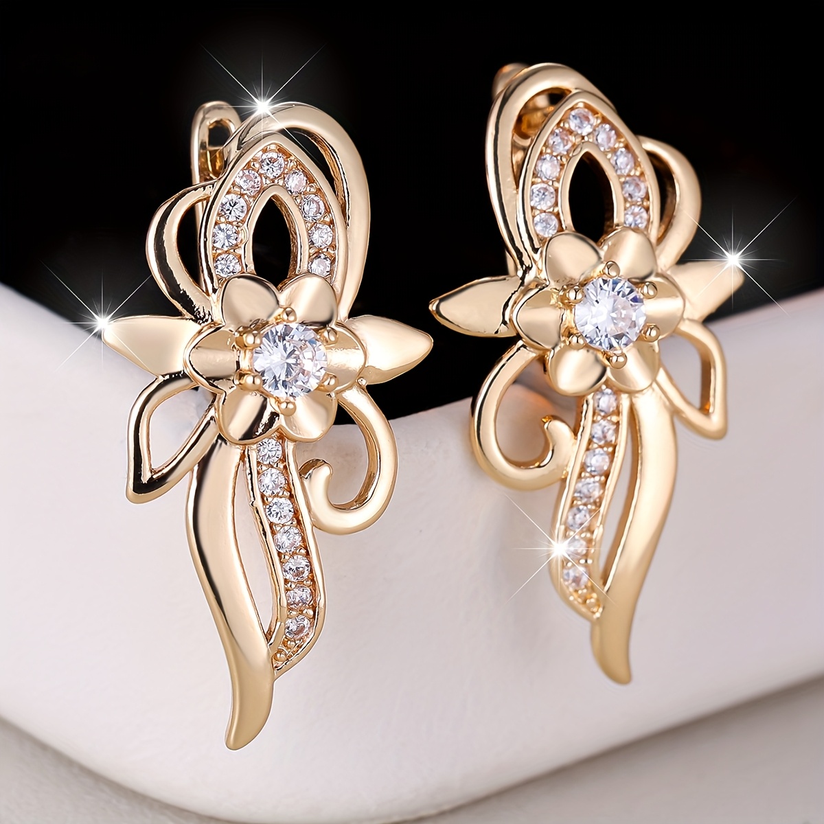 Image of Angol A Pair Of -inlaid Synthetic Zirconia Earrings For Women, Fashionable Niche Design, Classic And Versatile, Suitable For Parties And Banquets