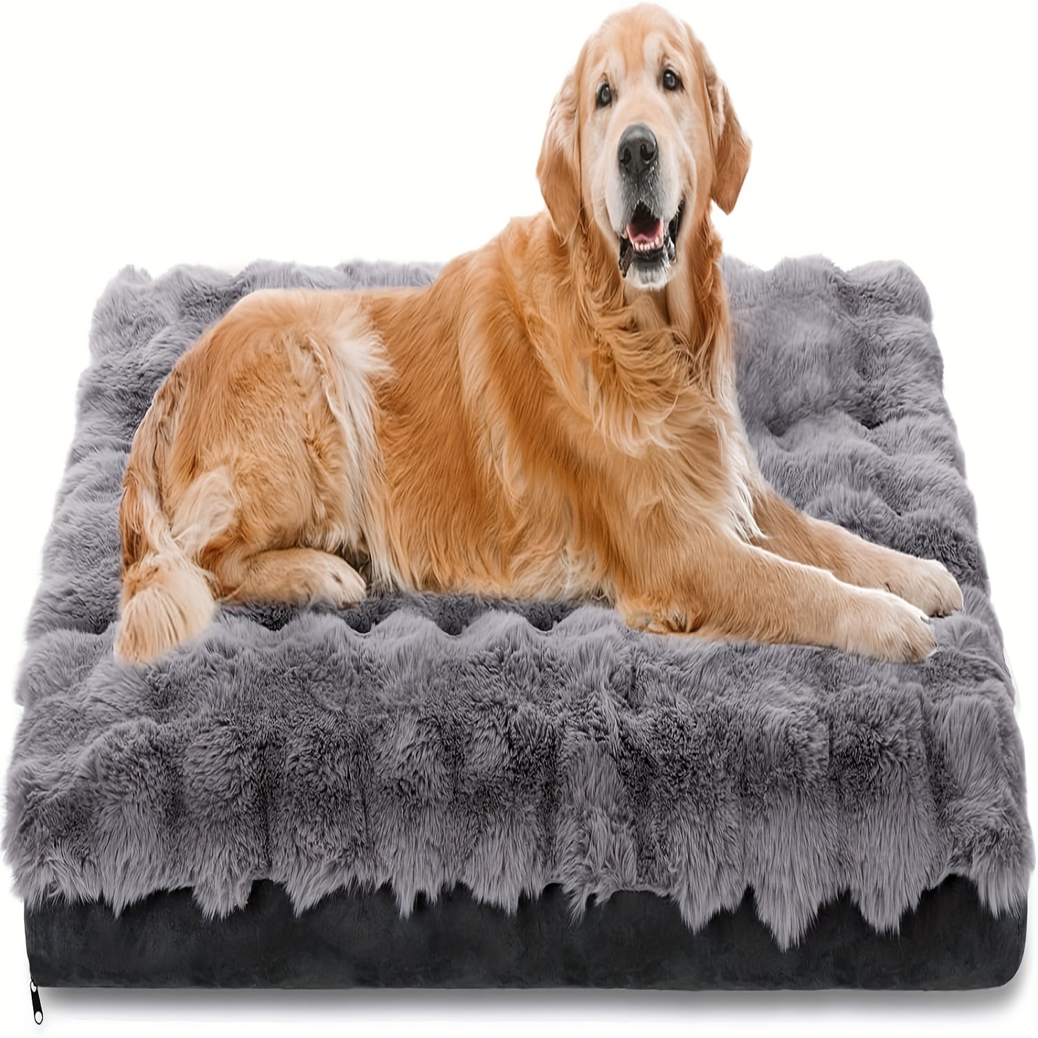 

Large Dog Bed, Soft Plush Faux Fur Fluffy Pet Pad With Removable Washable Cover And Anti-slip Bottom, Machine Washable, 42x30x4 Inches