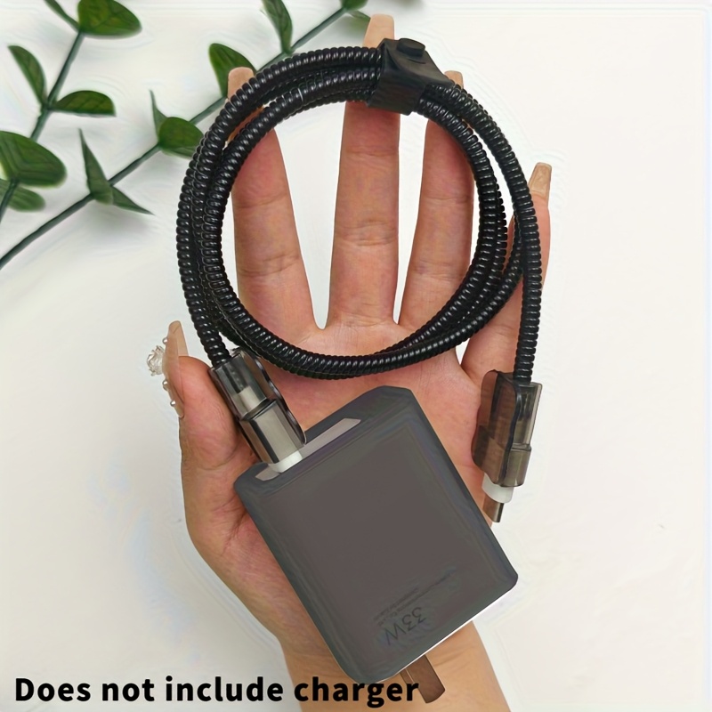 TEMU 5pcs/set Transparent Data Cable Protection Sleeve, Anti-entanglement, For Xiaomi Charger, 33w Fast Charging Head, Non-eu Standard, With