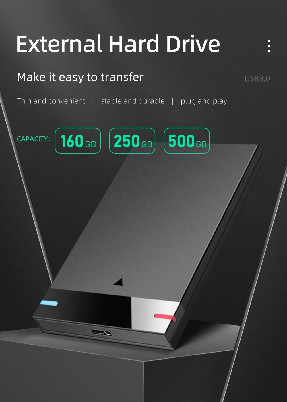 Compact External Hard Drives, 500G Portable Drives, USB 3.0 High-Speed Read And Write, Portable External Storage Drives, Mechanical Hard Drives, Compatible with Laptops, Smartphones, And Computers. 12 Compact External Hard Drives, 160G/250G/500G Portable Drives, USB 3.0 High-Speed Read And Write, Portable External Storage Drives, Mechanical Hard Drives, Compatible with Laptops, Smartphones, And Computers.