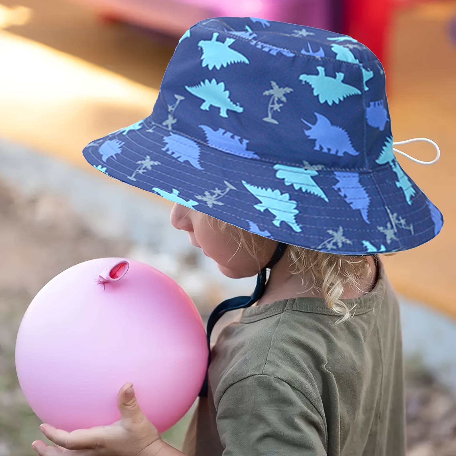 Childrens Dinosaur Tail Decor Bucket Hat For Outdoor Sun