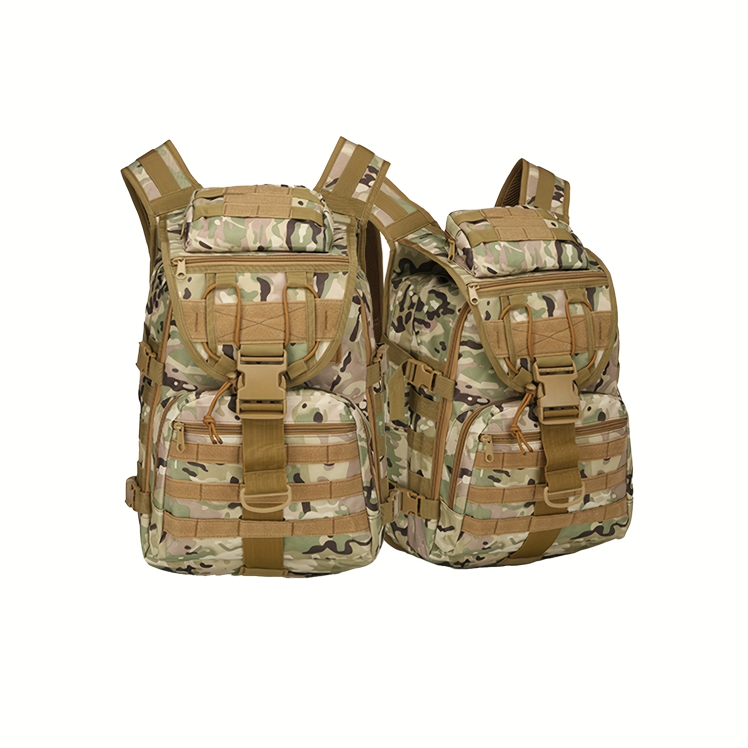 TEMU High Quality Tactical Camo Backpack - Durable Nylon Hiking And Hiking - Backpack For Outdoor Hiking Camping With Adjustable Straps, Multiple