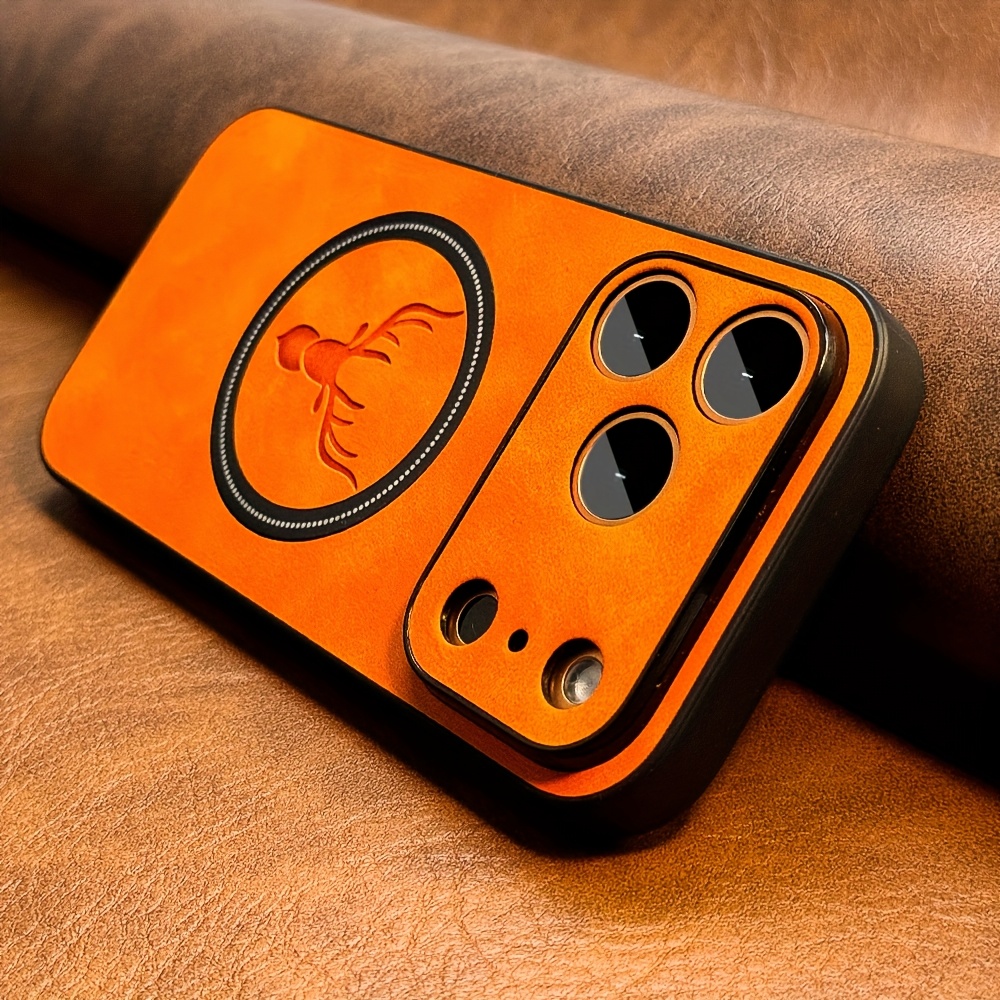 E-shop Handyhülle: Luxuriöse Retro Kunstschaffell Magnetische Kabellose Ladehülle für iPhone 17 Pro Max Air 16 15 14 13 12 Pro IP 17Promax Weicher