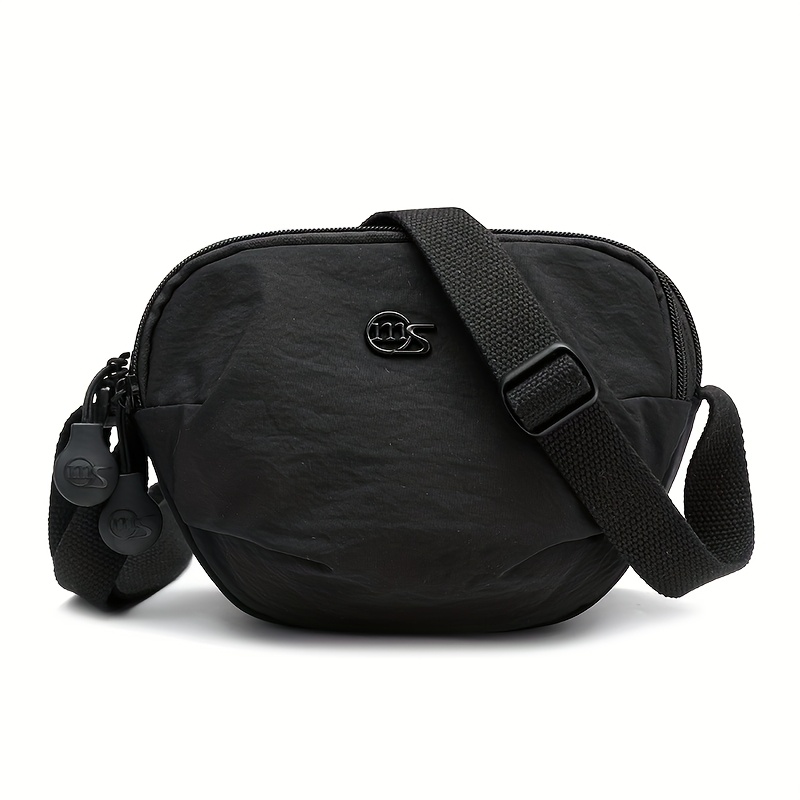 TEMU Preferred Bag Shape Nylon Women's Crossbody Bag, New Shell Bag Solid Travel Bag, Adjustable Shoulder Strap, Zipper Closure