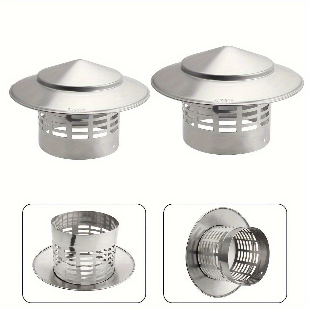 1pc thickened 304 stainless steel chimney cap ventilated exterior vent cover rainproof louvered     ventilation exhaust cap stainless steel chimney top outdoor smoke pipe   for heating and cooling appliances details 5