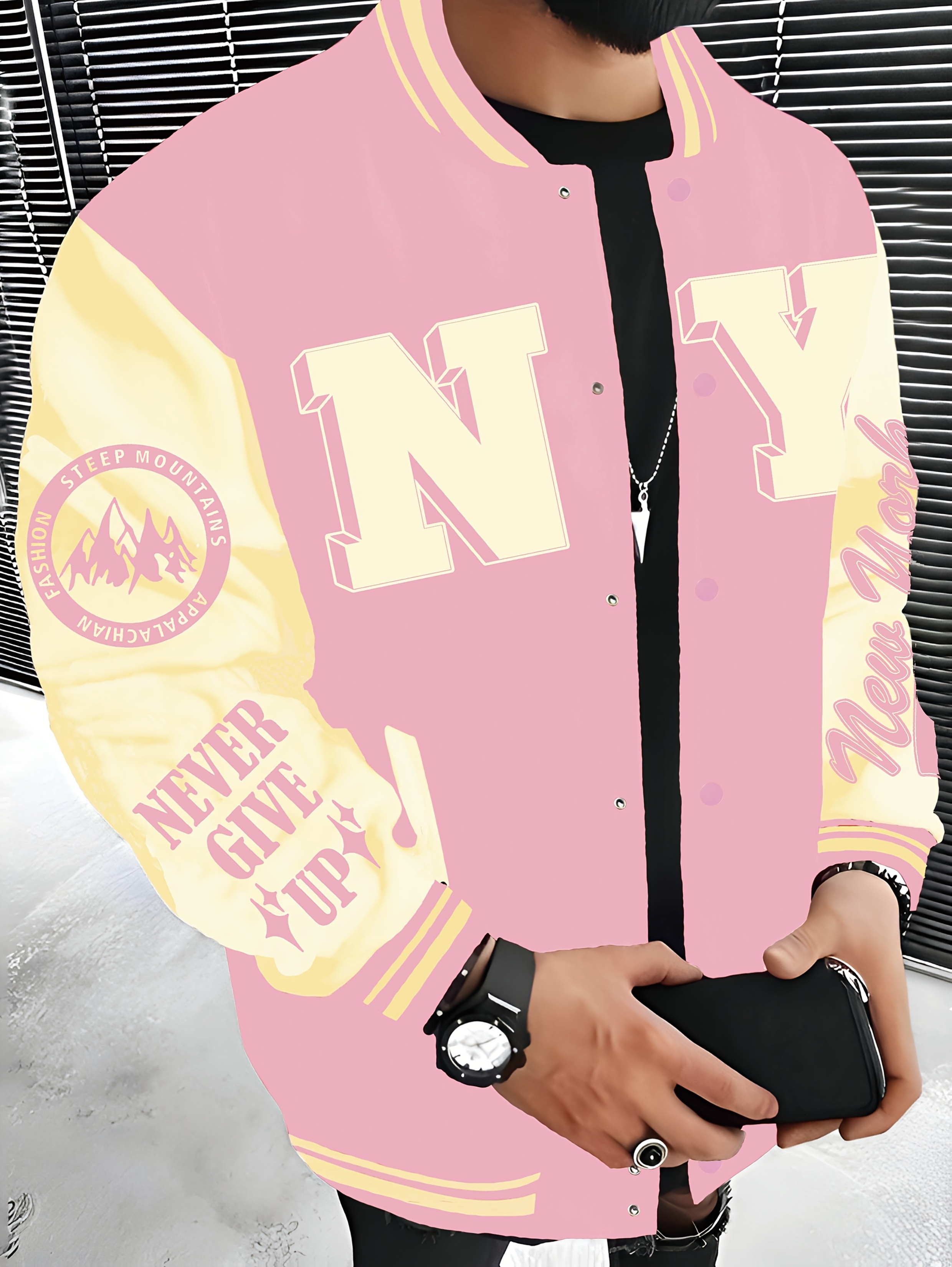 New Trendy Brand I Fashion City Name NEW YORK NY English Name Series Baseball Jacket for Men, Lightweight And Warm Men'S Jacket, Fleece Men'S Jacket, Cute Tops, Hip-Hop Rock Clothing - Image 5