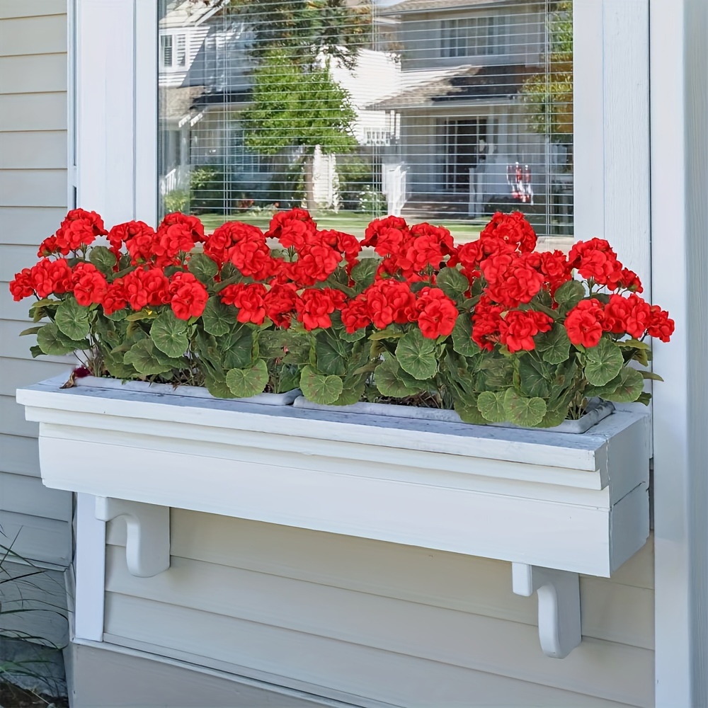 

4pcs Uv-resistant Silk Geraniums - Fade-proof Artificial Flowers For Outdoor, Garden, Porch & Window Decor | Weddings & Seasonal Celebrations