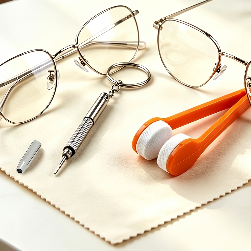TEMU 1 Silvery Mini Precision 3-in-1 Screwdriver And 1 Random Color Lens Cleaning Clip, Remove Glasses Nose Pads Watch Phone Small Screws Portable