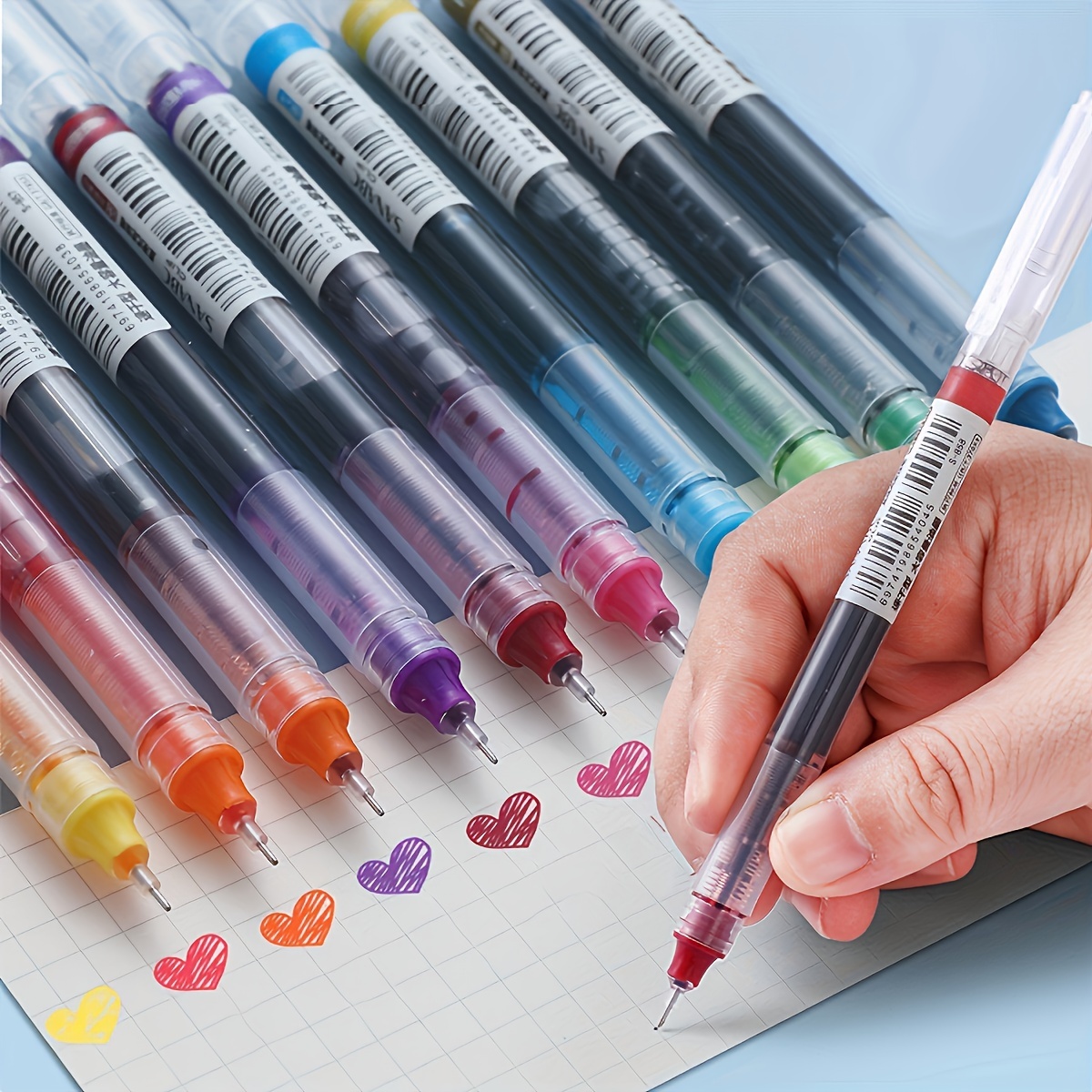 

12pcs Rolling Ball Pens, Quick-drying Ink 0.5mm Extra Pens Ink Pens For Journaling Pens Drawing Notes ()