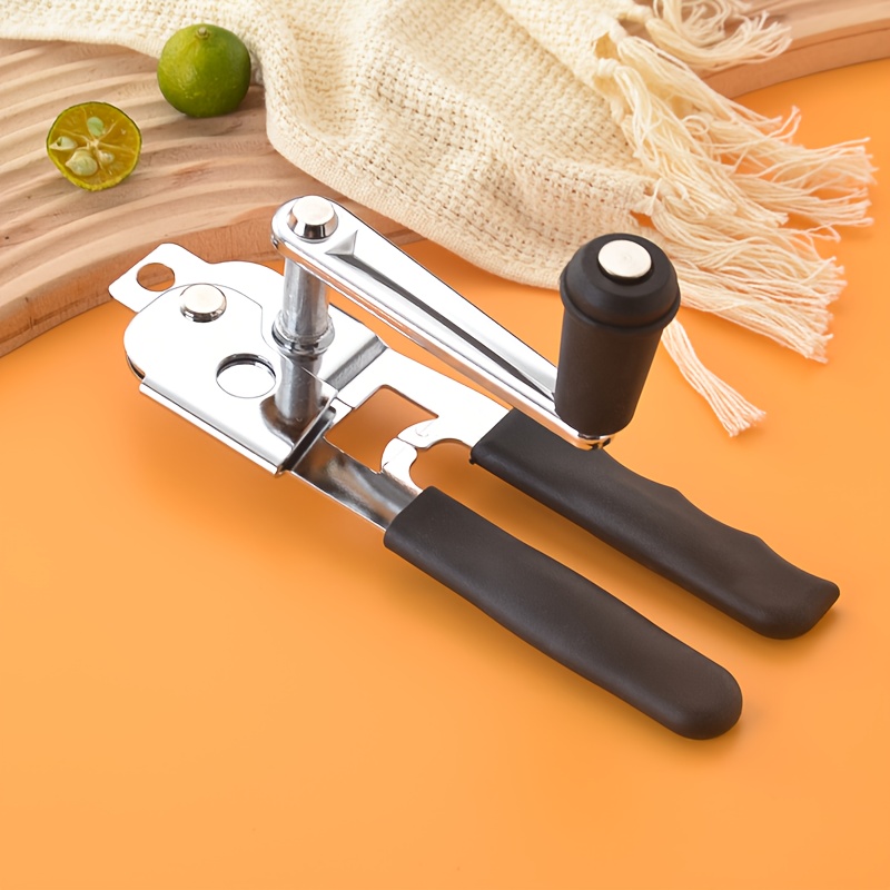 TEMU Manual Heavy-duty Can Opener, Hand Crank Commercial Large Can Opener, Long Handle Can Opener, Suitable For Seniors, Black