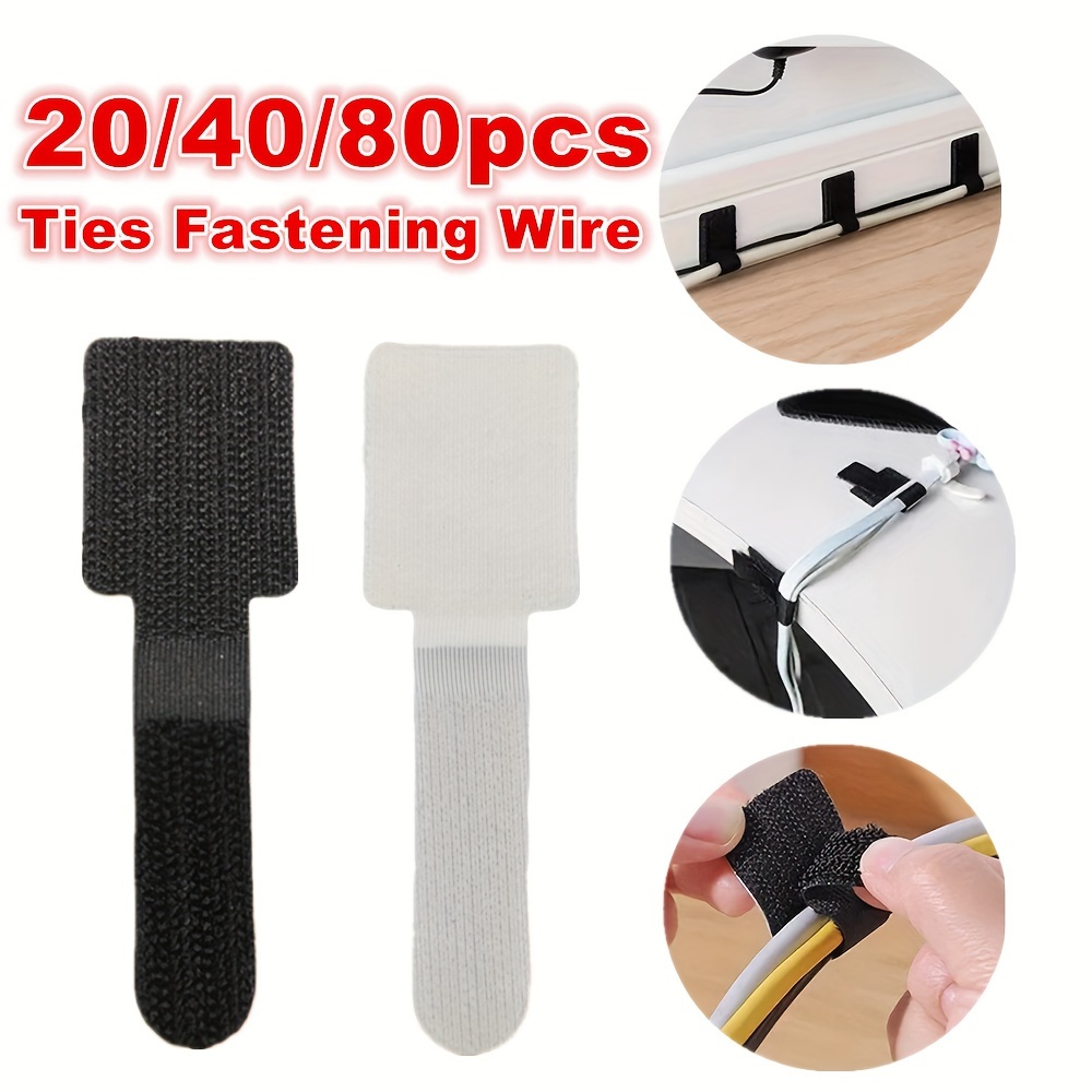 

20/40/80pcs Nylon Reusable Self-adhesive Cable Ties - Magic Tape Loop Fasteners For Cable Organization And Management, Cable Tape Backing For Home And Office Use