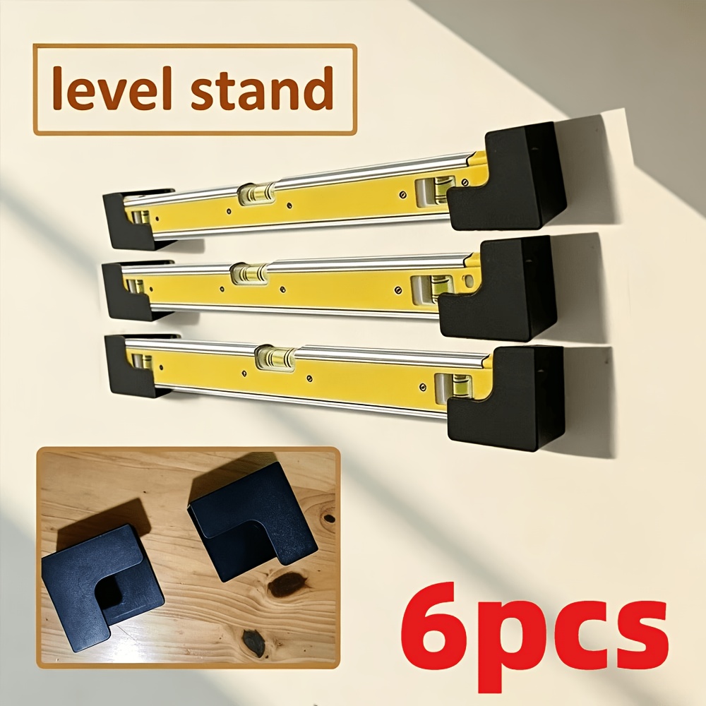 TEMU 6pcs Universal Wall-mounted Spirit Level Holder, Level Ruler Storage Rack, Plastic Spirit Level Bracket, For , , Woodshops, Garages, Shops,