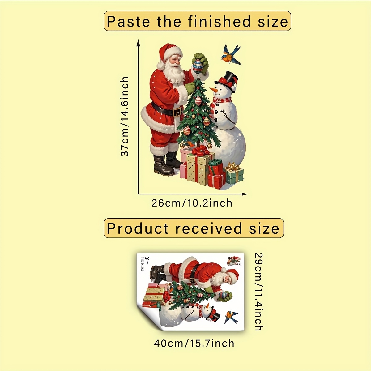 TEMU 1pc Pegatinas Navideñas de Cara Autoadhesivas y Removibles - Santa, , Árbol y Pájaros - Calcomanías de PVC con Acabado para Puertas, Ventanas,