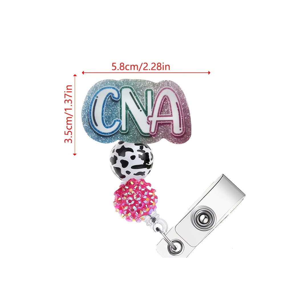 Beaded Name Badge WINDLAND Simple Beaded Chain ID Badge Holder Leaves Retractable Name Badge  Reel Lanyard Necklace Stainless Steel Jewelry Charms