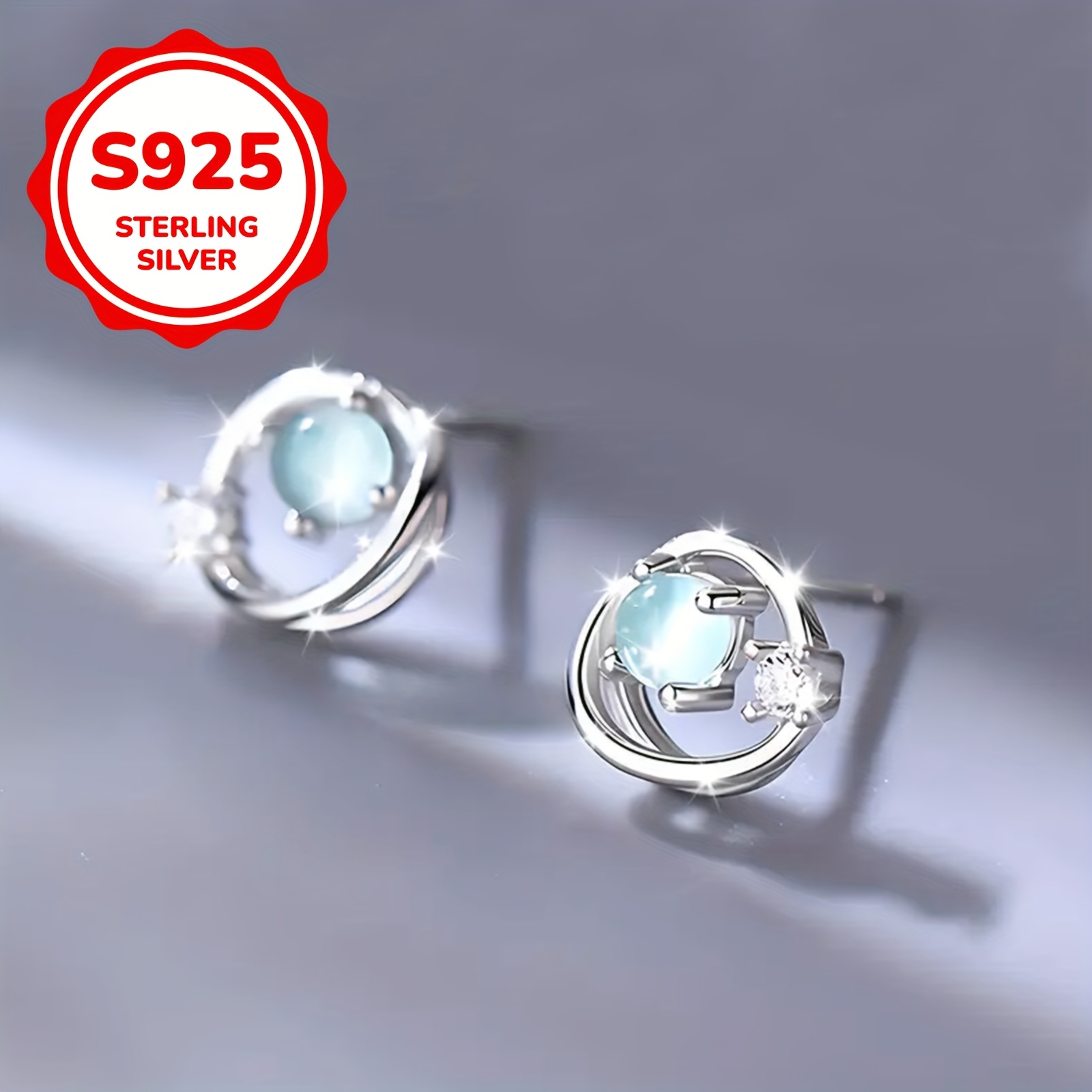 TEMU 1 Чифт/брой Жени Модни Ношени Кълцове Прости Изпънати Планети С925 Сребърни Хипоалергени Ношени Кълцове Тегло 1G/чифт Подходящи За Ежедневно