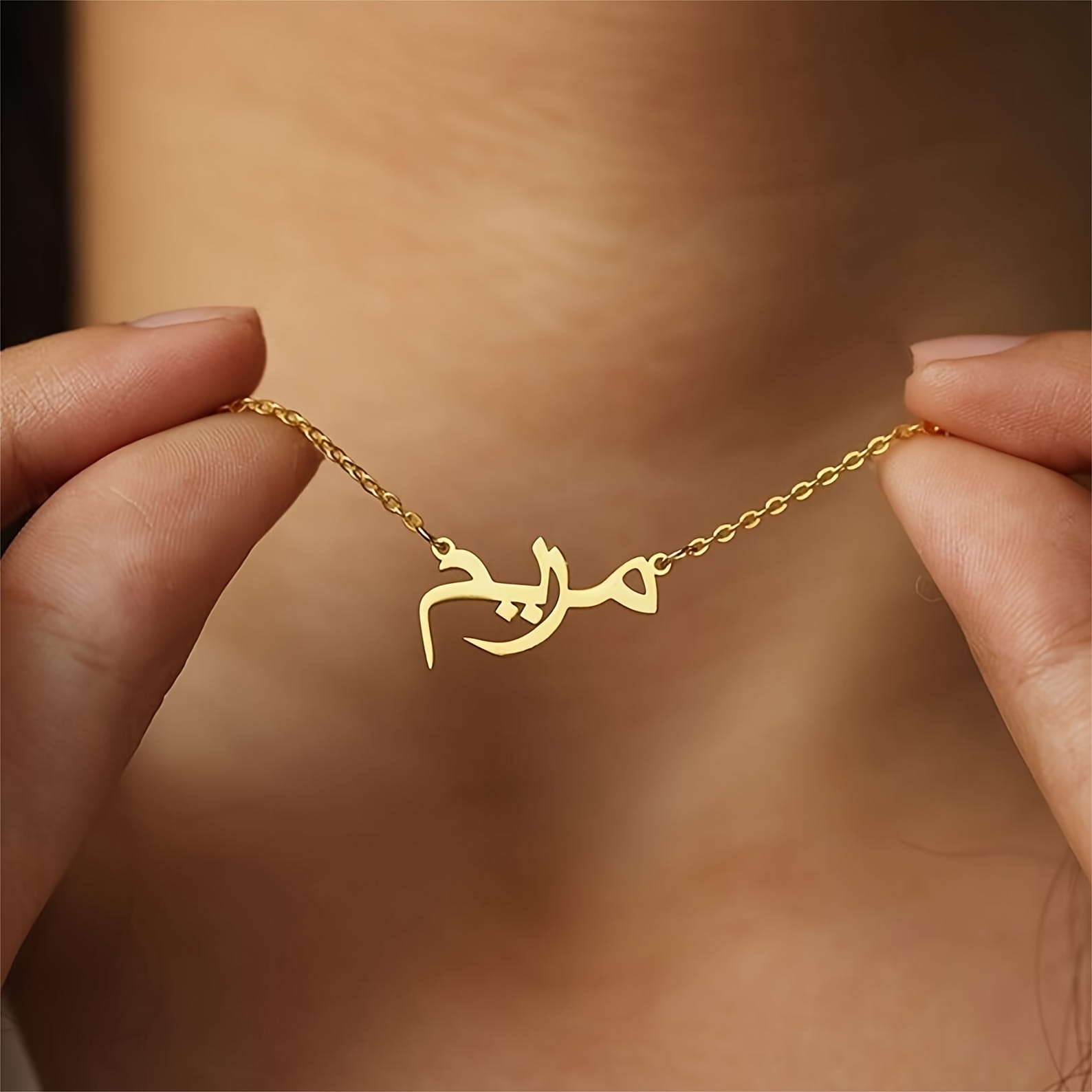 

1pc Men's Women's Customized Arabic Name Pendant Necklace, Personalized Stainless Steel Necklace Jewelry